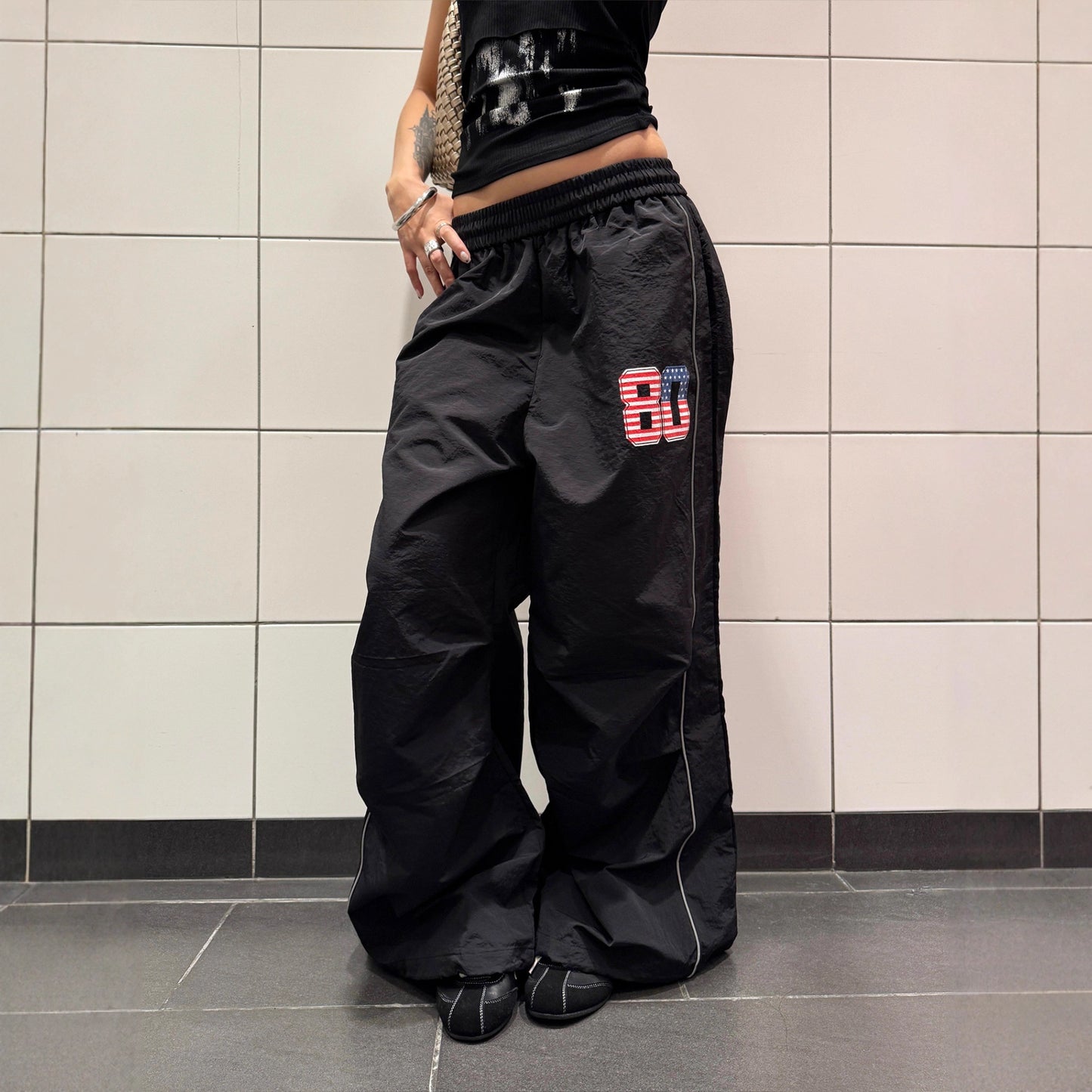 Women casual pants loose elastic waist