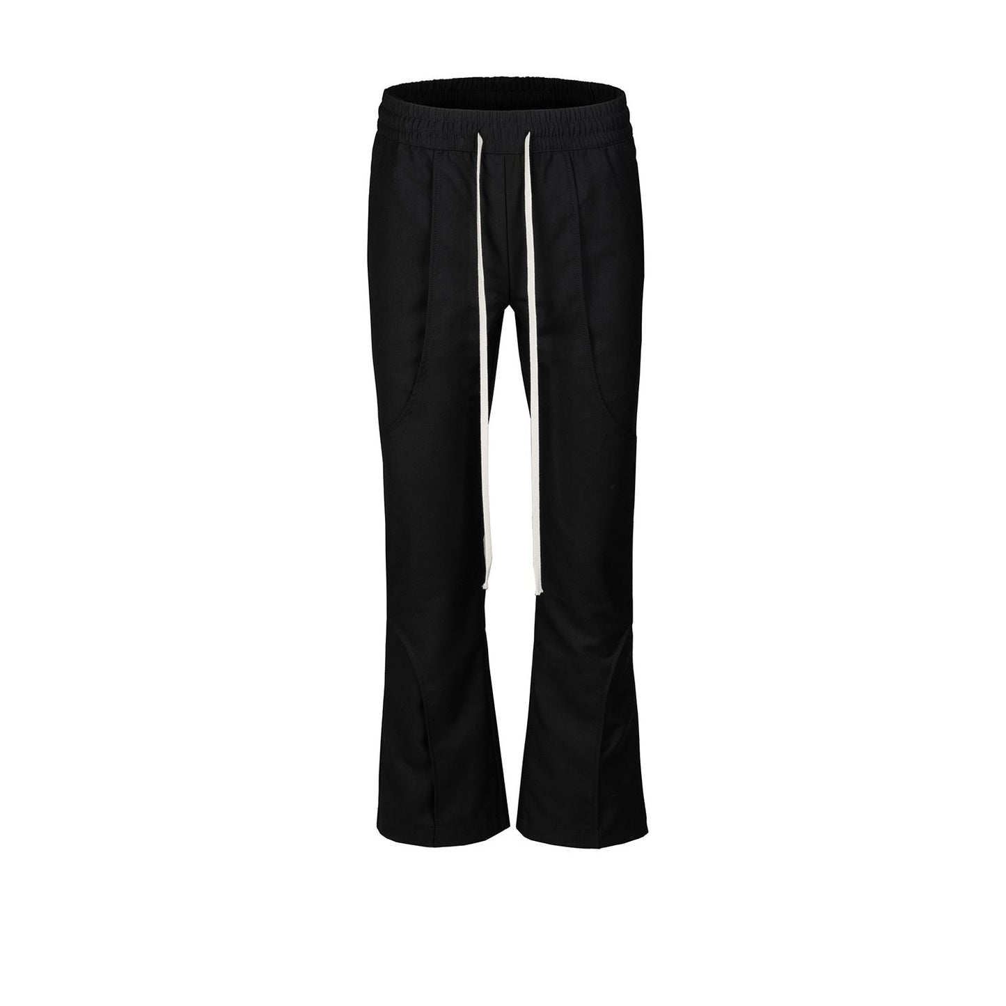 MIJKO Men Vintage Pants MIJKO High Street Splicing Micro Wide-footed Trousers Elastic Drawstring Casual Pants
