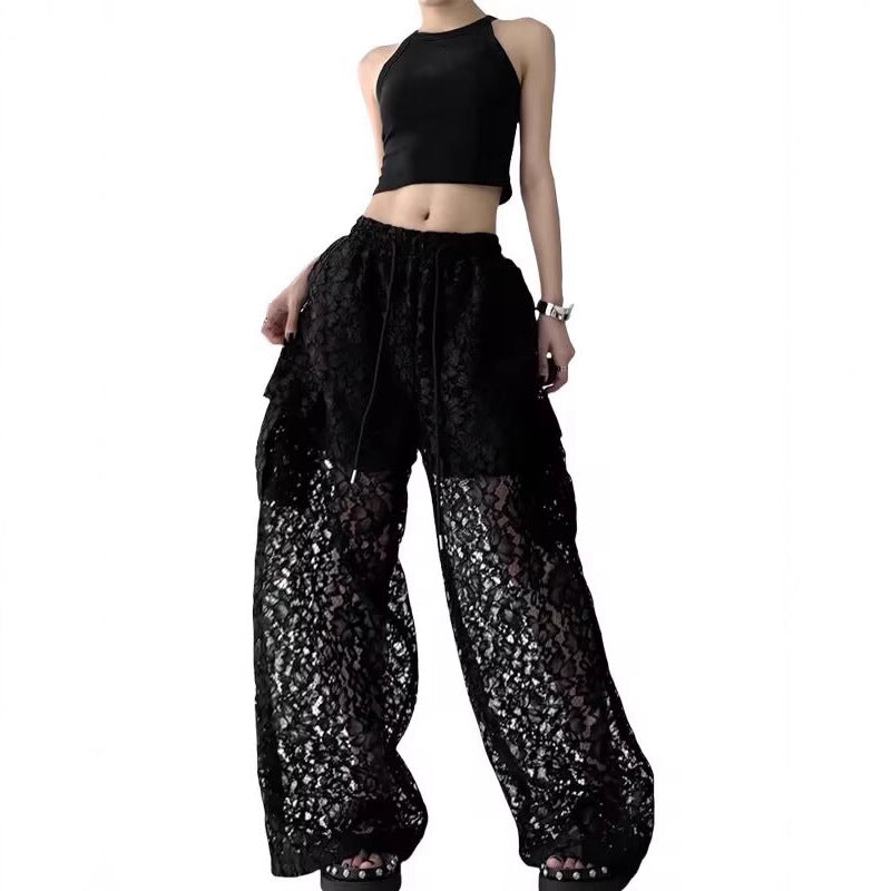Women casual pant cut outlacesummerhigh waist