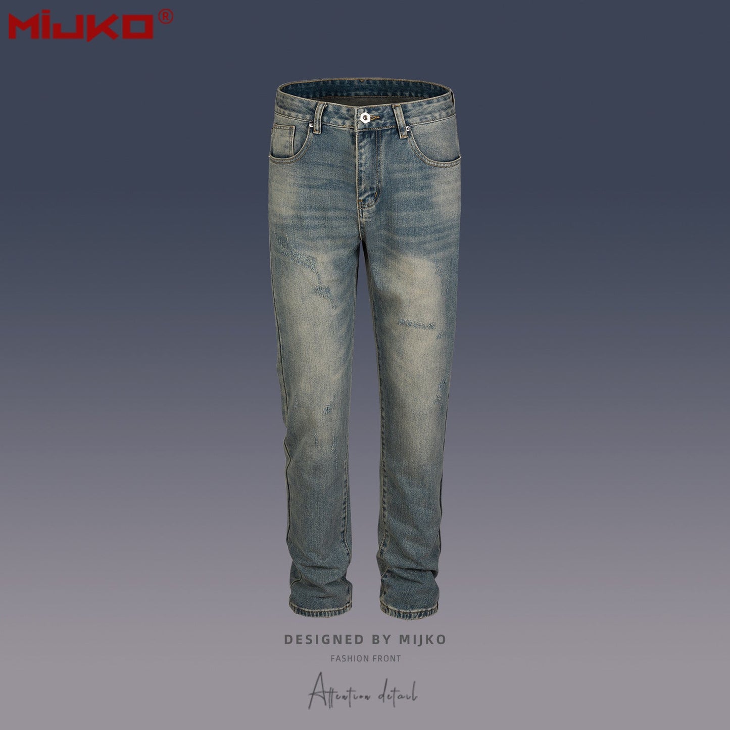 MIJKO Mens Vintage Pants Distressed Jeans