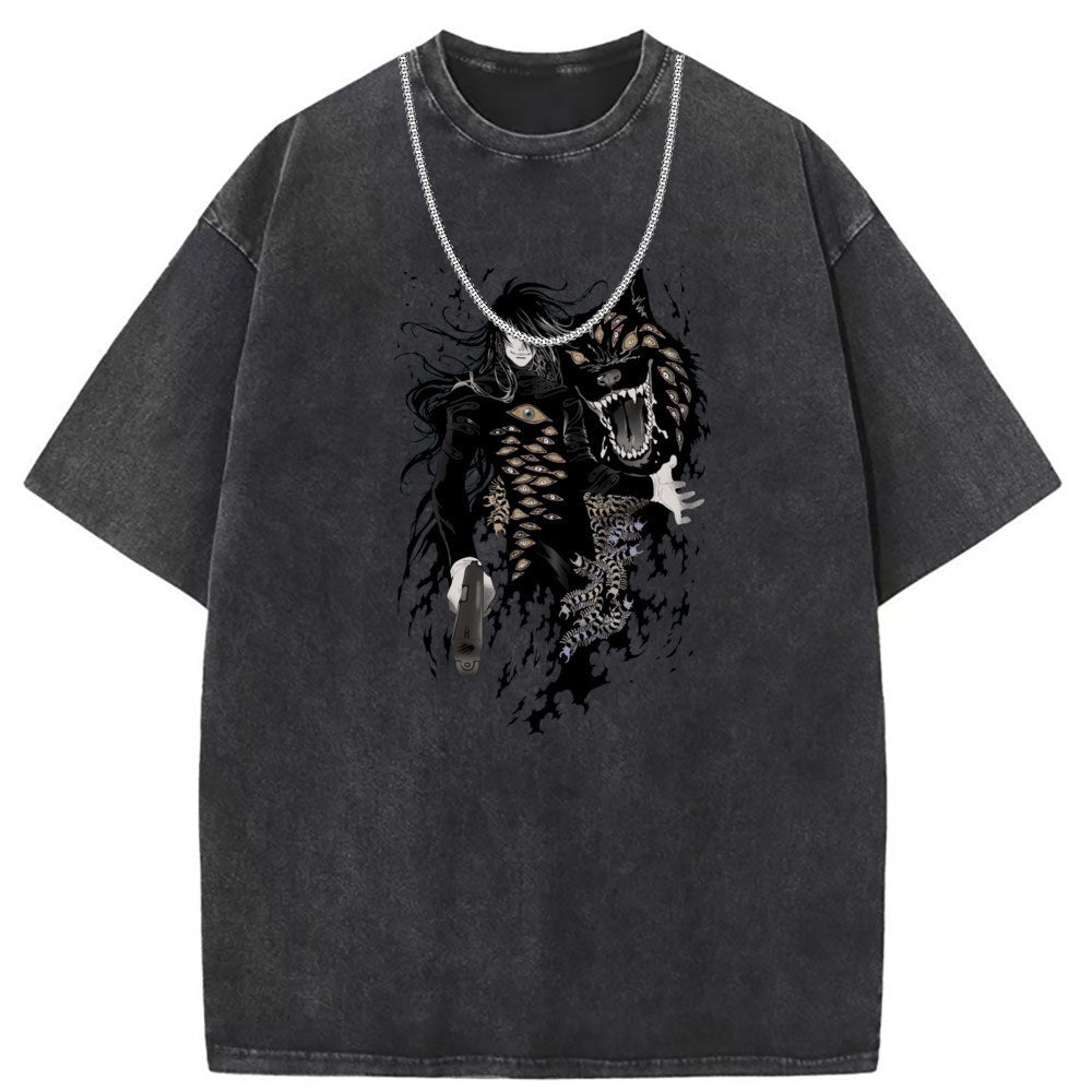 Men T Shirts Vintage old anime oversize printed short-sleeved T-shirt
