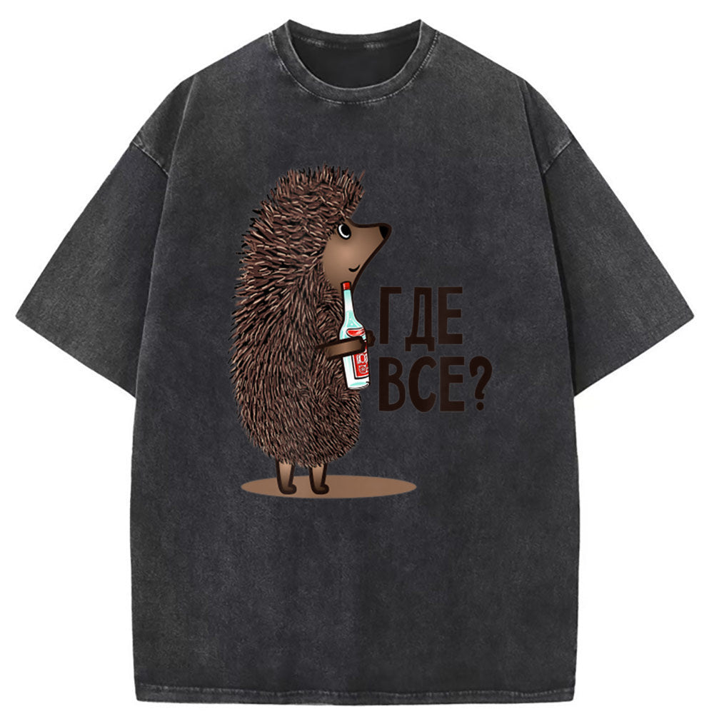 Mens T Shirts Cartoon Print Crew Neck