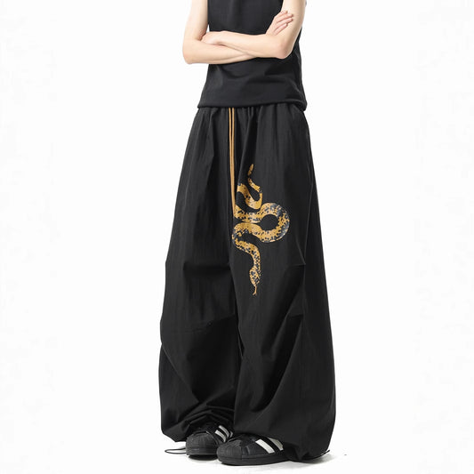 Women casual pant snake pattern drawstring style