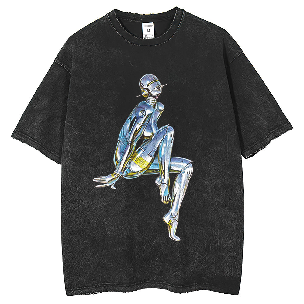 Mens T Shirts Printed T-Shirts Washed Old Retro