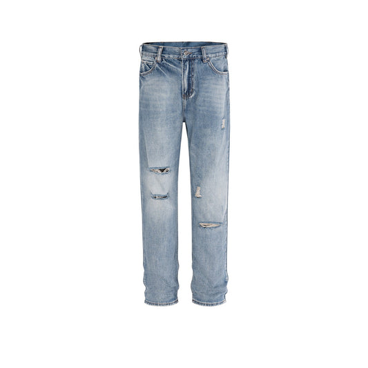 MIJKO Men's Vintage Pants MIJKO Men's Women's Slim Wash Trousers Ripped Jeans