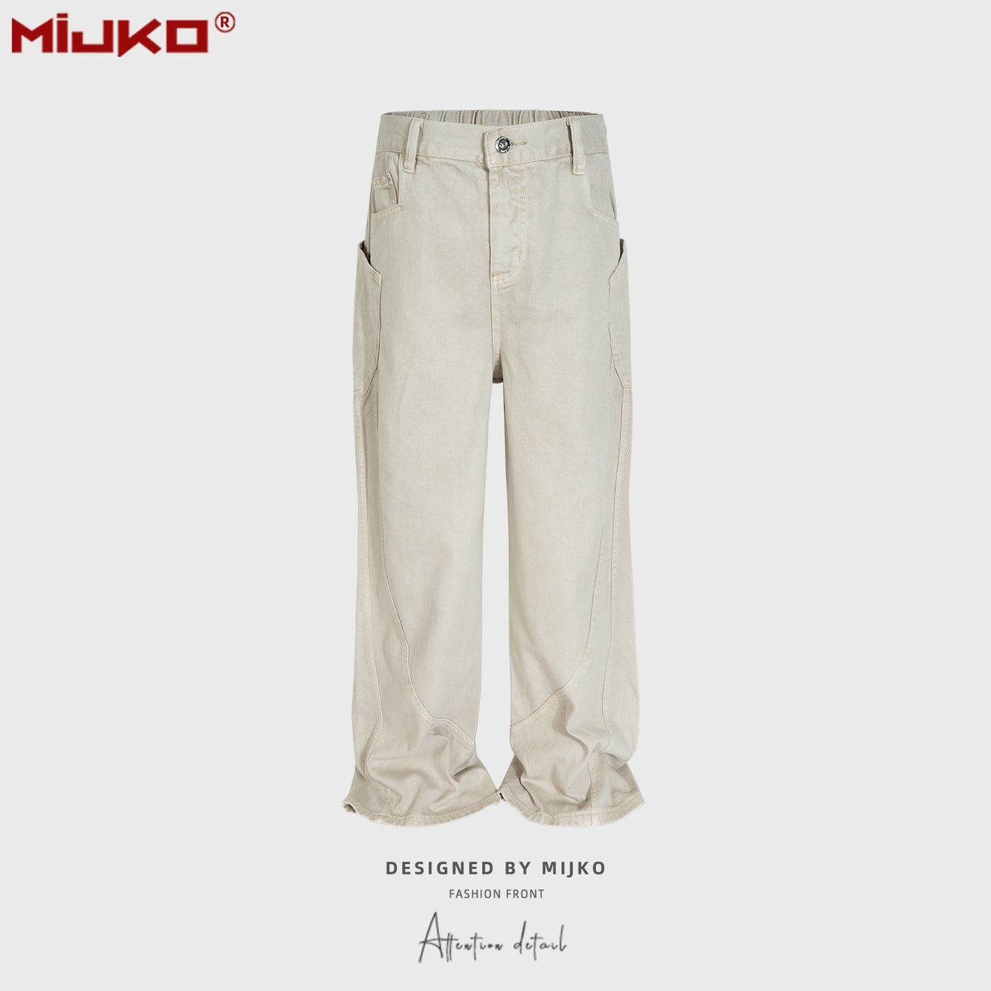 MIJKO Mens Vintage Pants Stretch Waist Straight Jeans