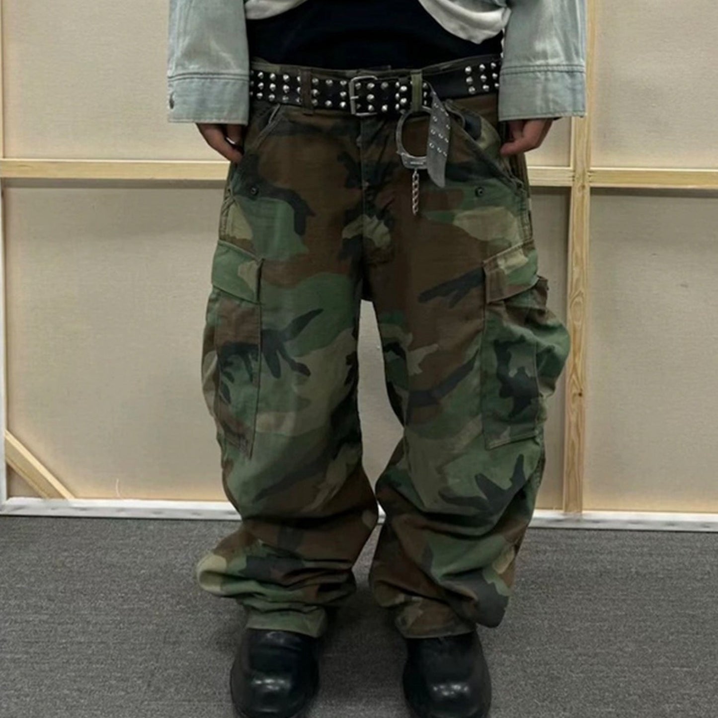 MIJKO Mens Vintage Pants MIJKO Men's Remaking Camouflage Overalls Casual Pants