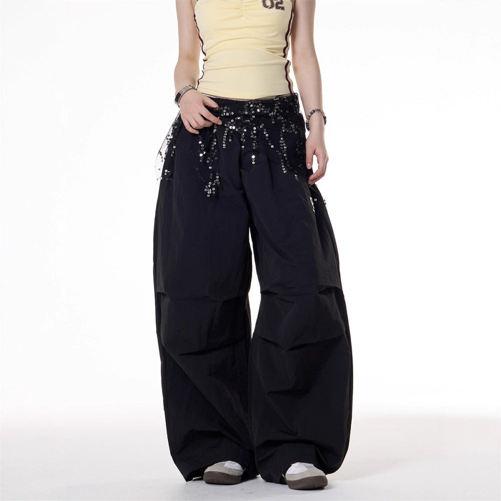 Women casual pants retrosummersequin fart curtain for women