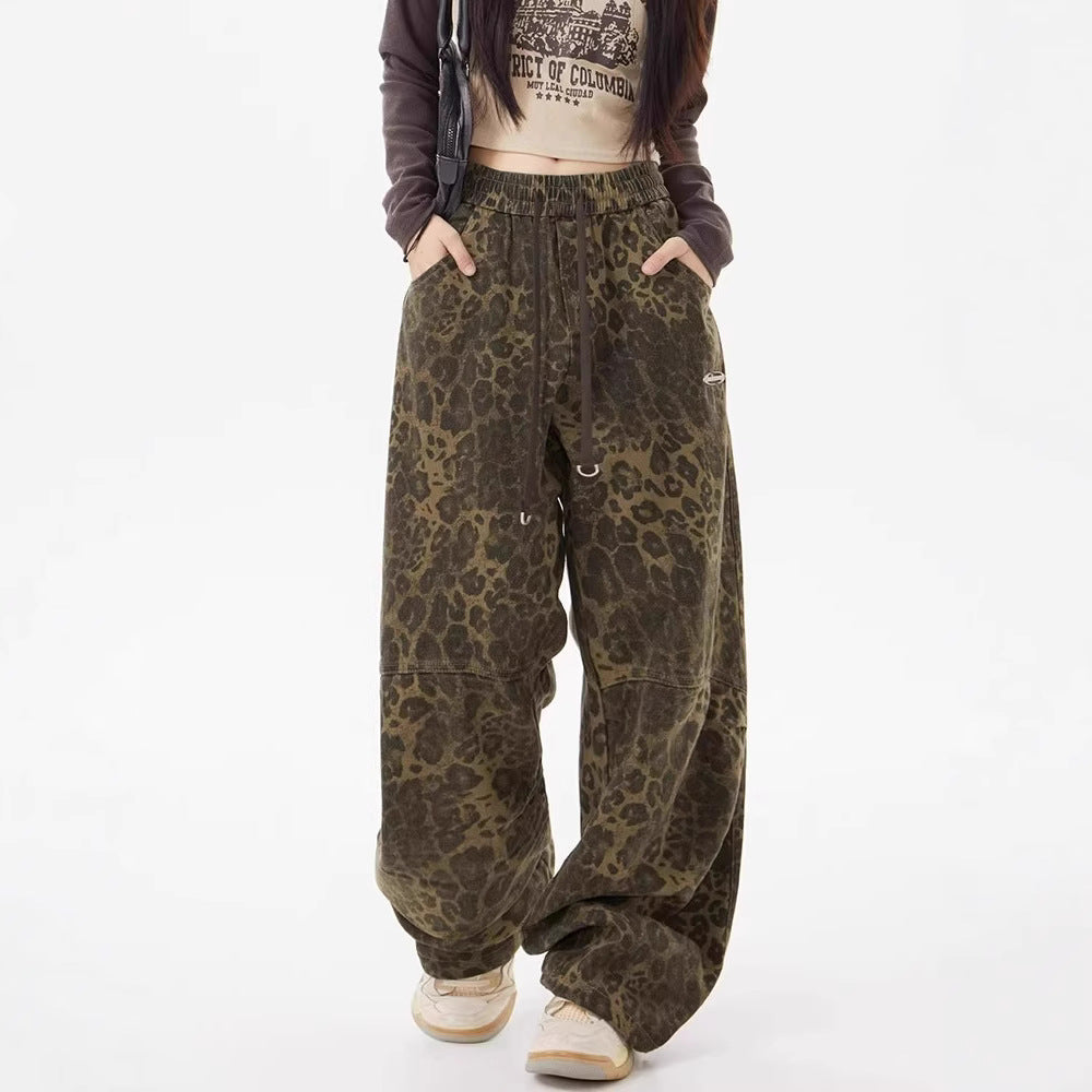 Women casual pants leopard print spring autum