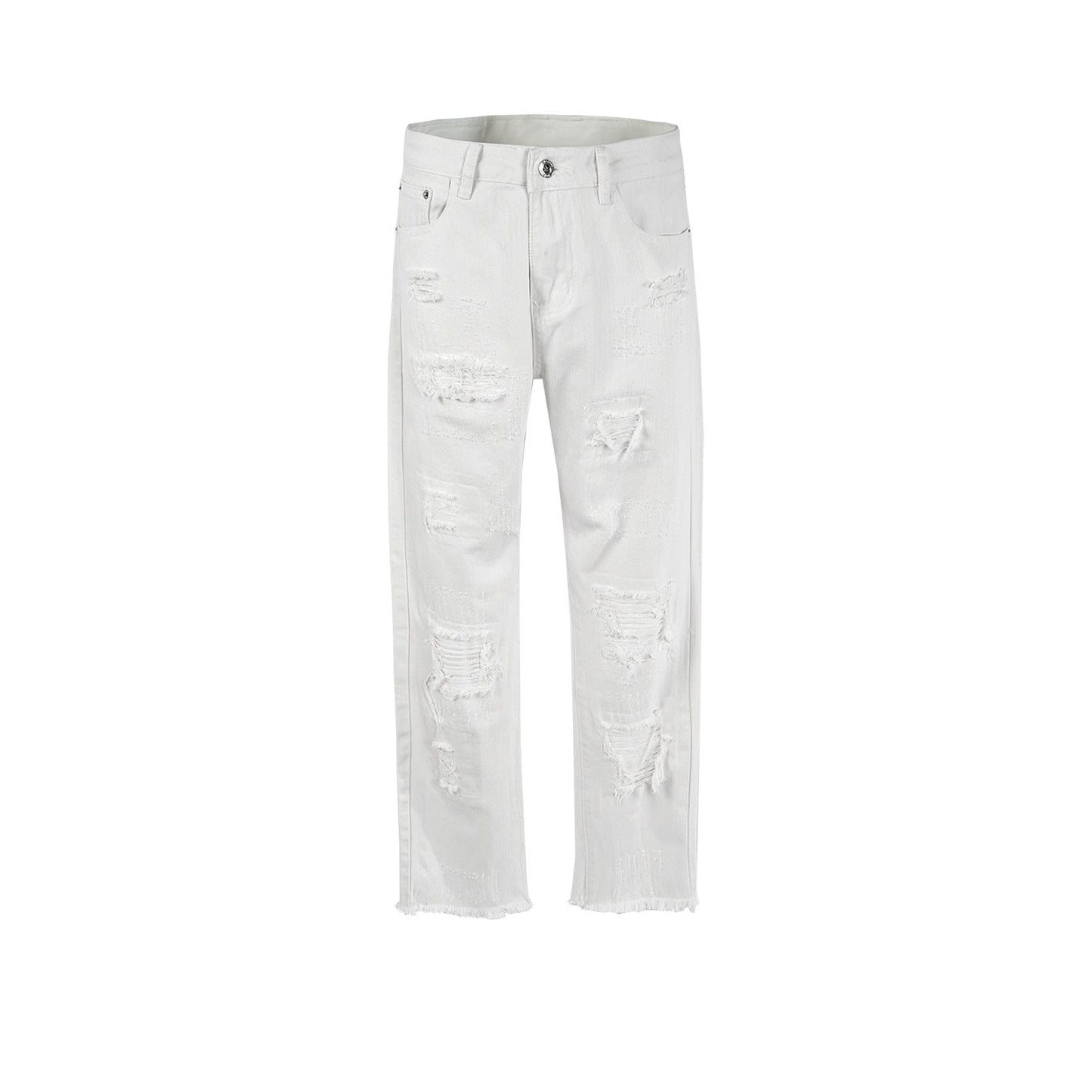 MIJKO Men's Vintage Pants MIJKO Trousers Men's and Women's Straight Slim-Fit Jeans