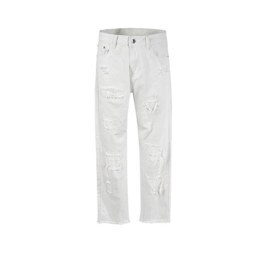 MIJKO Men's Vintage Pants MIJKO Trousers Men's and Women's Straight Slim-Fit Jeans