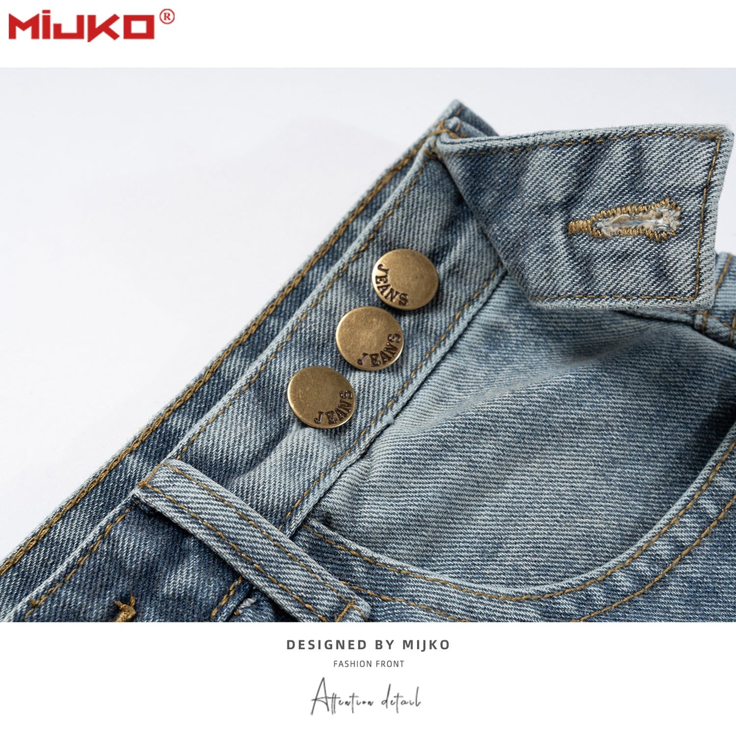 MIJKO Mens Vintage Pants Make Old Button-up Jeans