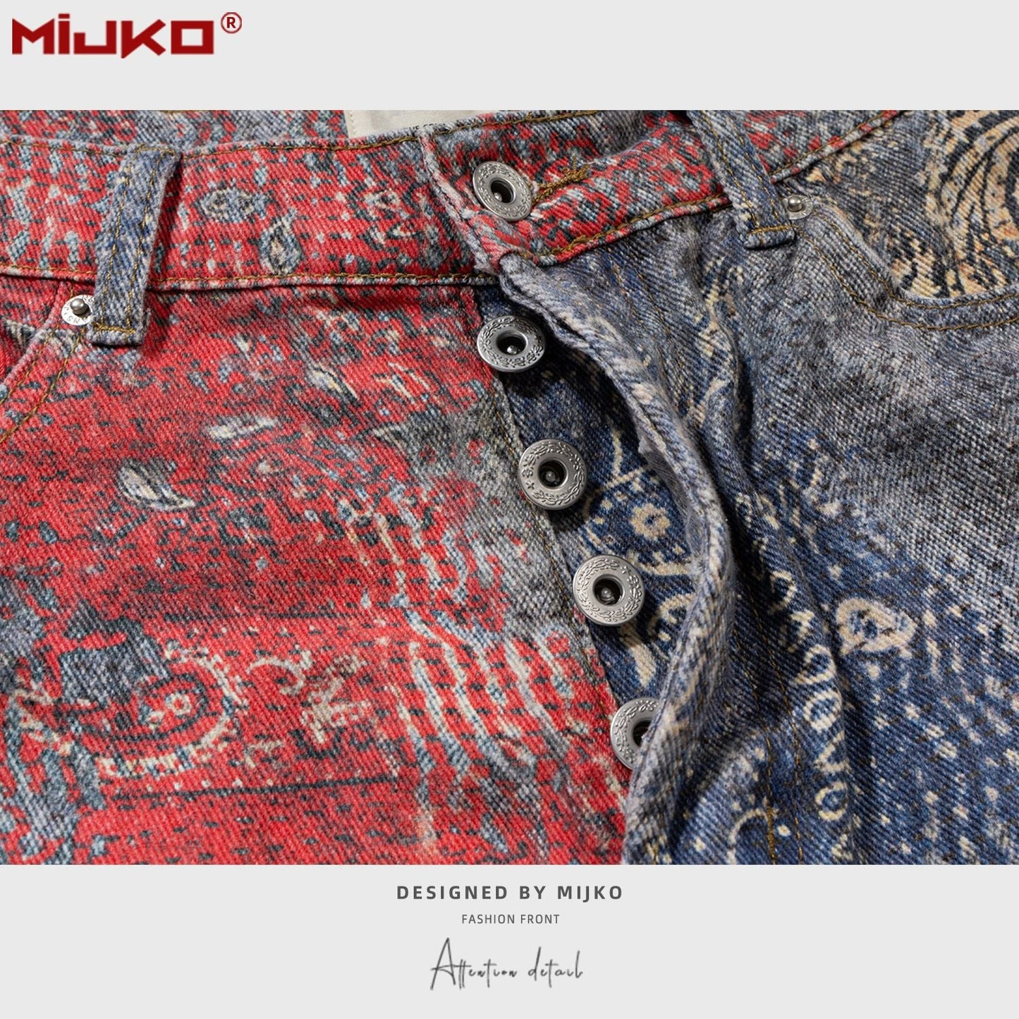 MIJKO Mens Vintage Pants Straight Wide Leg Jeans