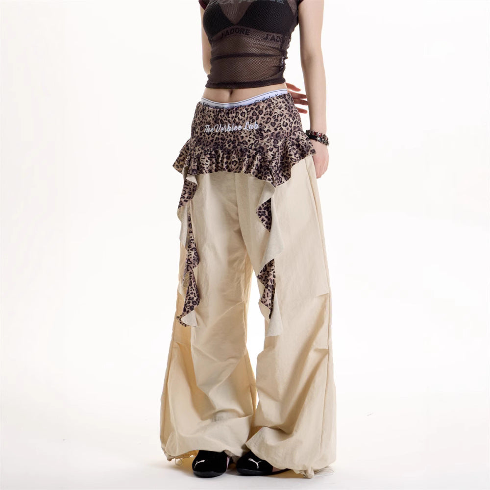 Women casual pants leopard print fart curtain retroloosesummer
