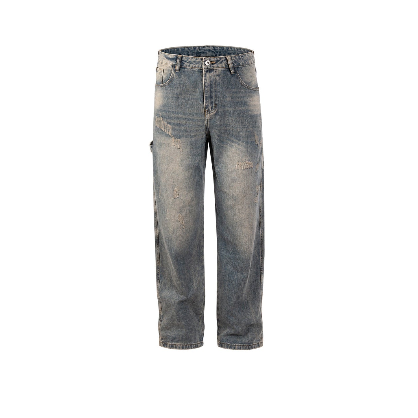 MIJKO Men's Vintage Pants MIJKO Men's Women's Wash Water Old Trousers Straight Jeans