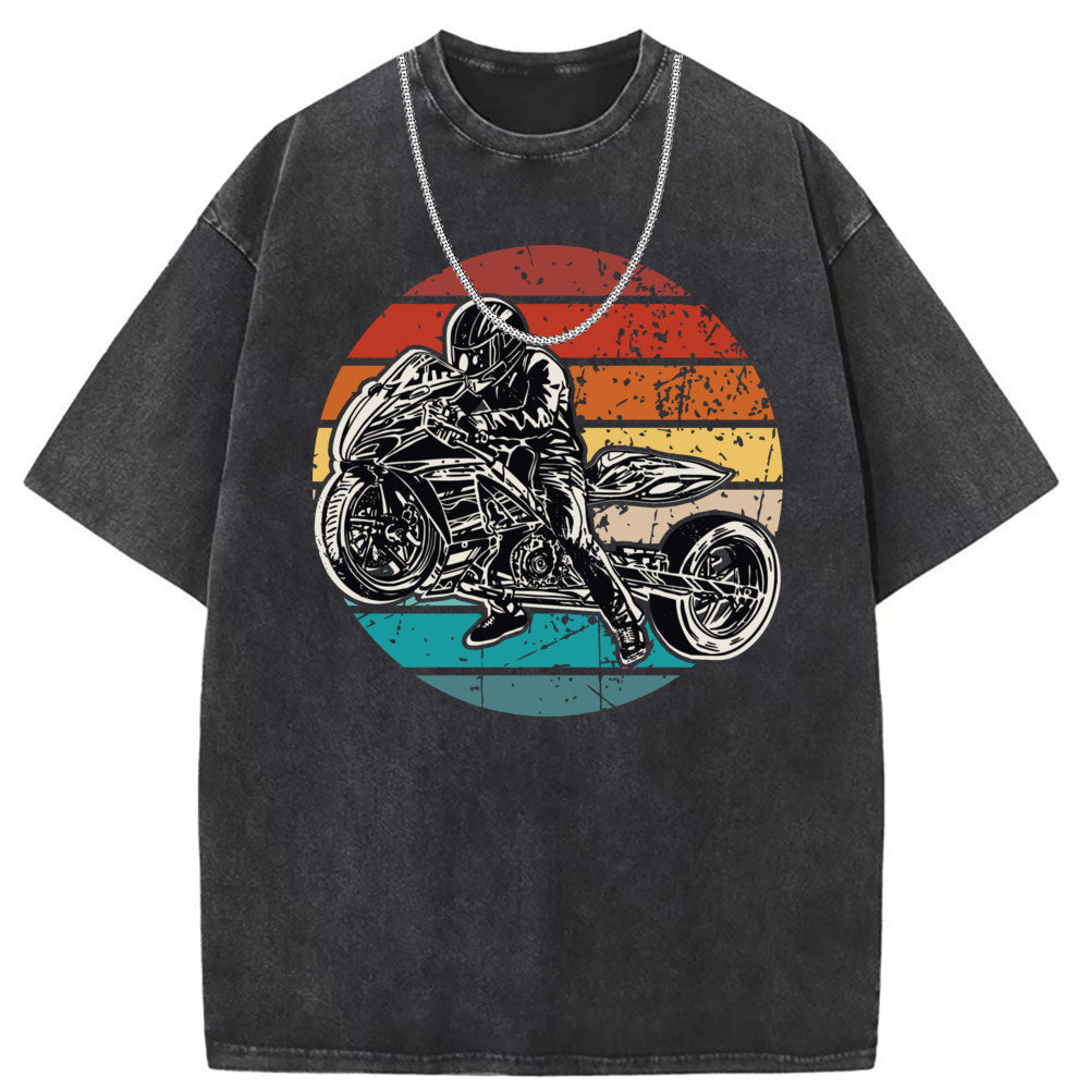 Men T Shirts Short Sleeve T-Shirt Women Washed Old American Street