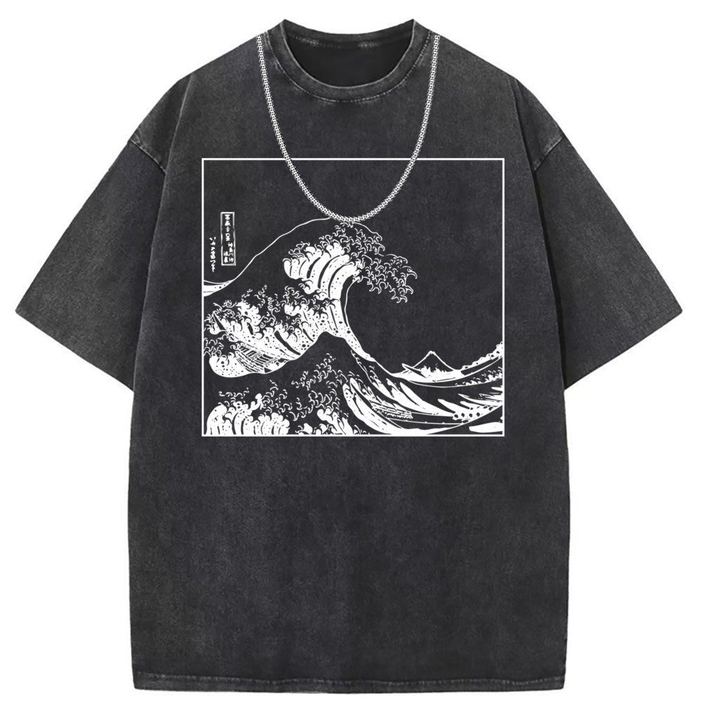 Men T Shirts Crew neck short sleeve T-shirt washed old American style