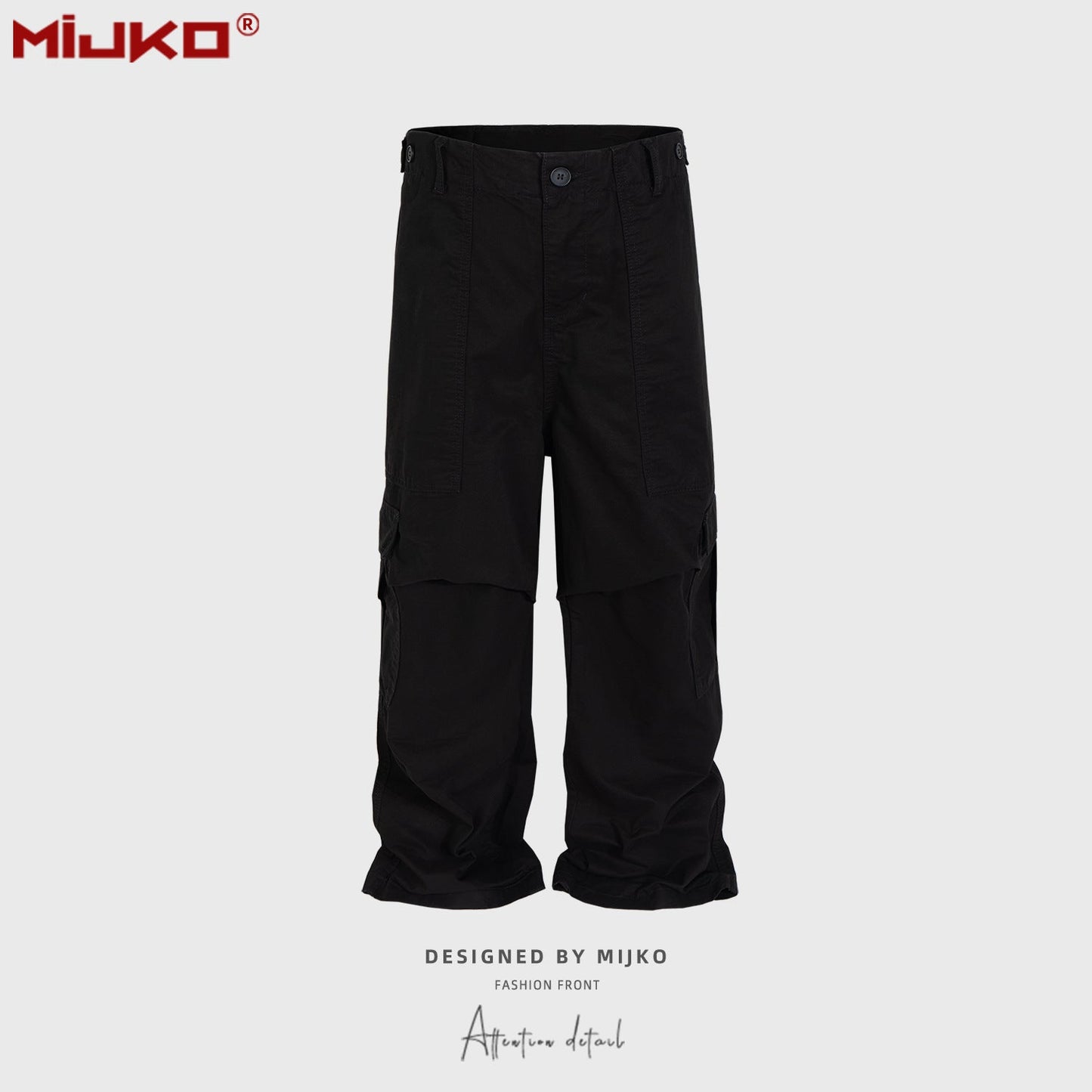 MIJKO Men Vintage Pants Multi-Pocket Straight Casual Loose Pants