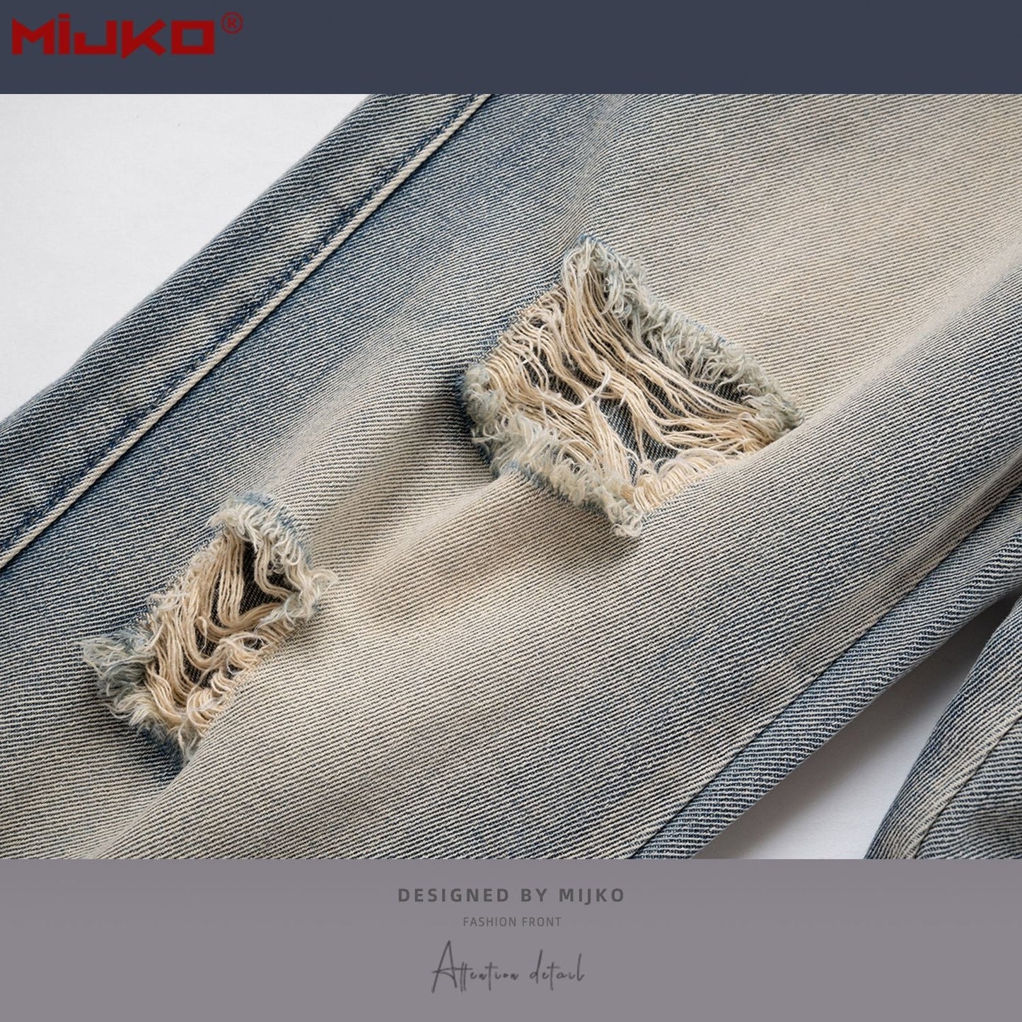 MIJKO Mens Vintage Pants Ripped Jeans