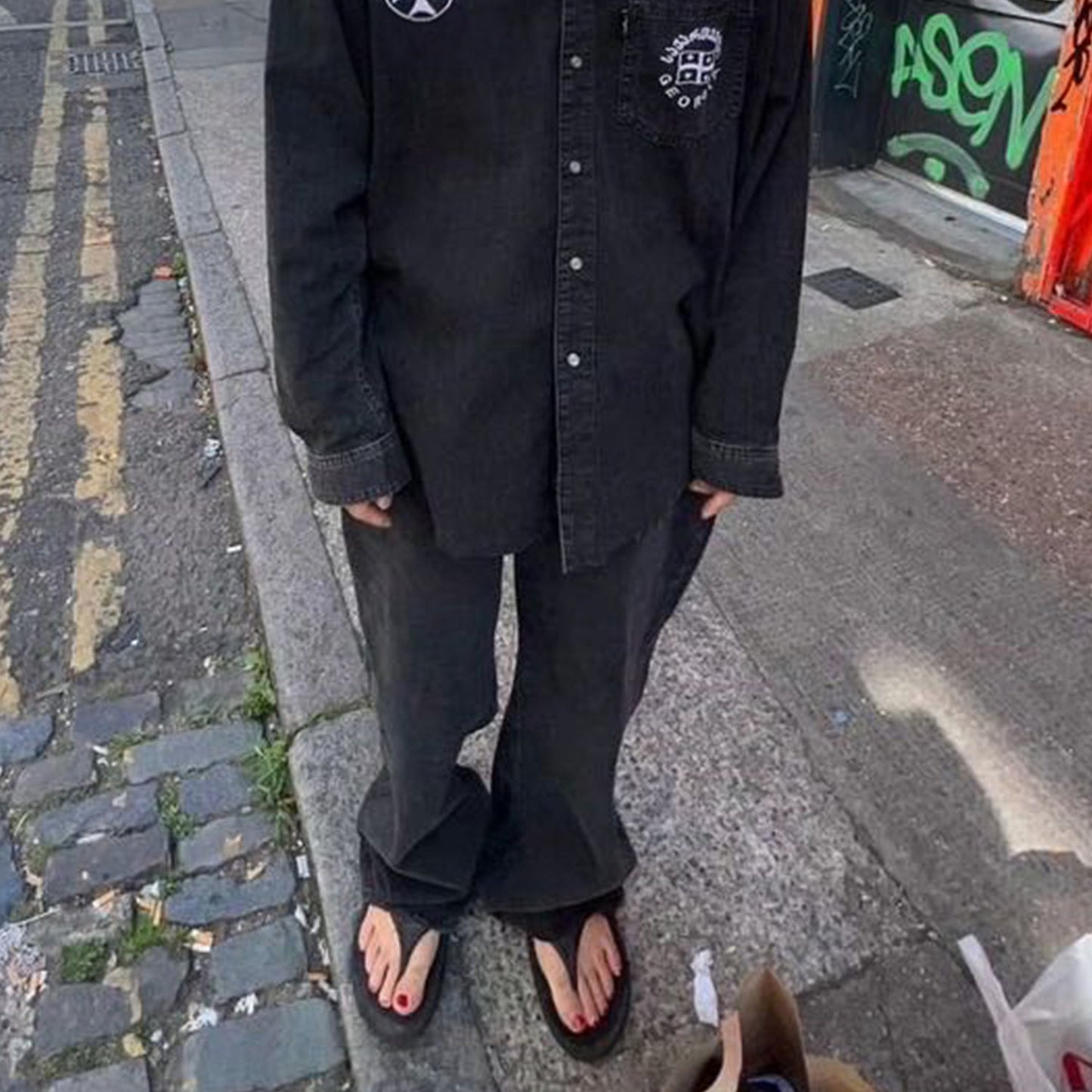 MIJKO Mens Vintage Pants MIJKO Mens Women's Trousers Demna Flared Washed Flared Jeans