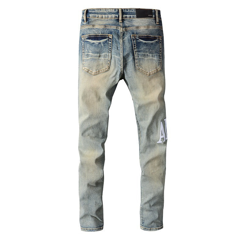 Amiri Jeans Casual Hip Hop Painted Slim Jeans Men #684