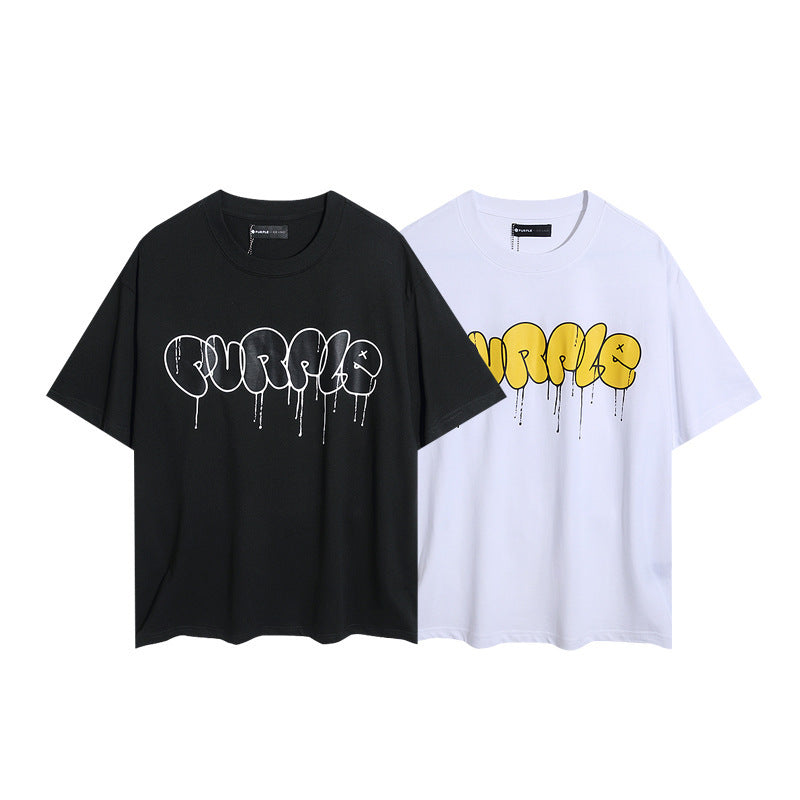 Purple Brand T Shirts Purple Micro Label Melted Letter Print Short Sleeve T-Shirt