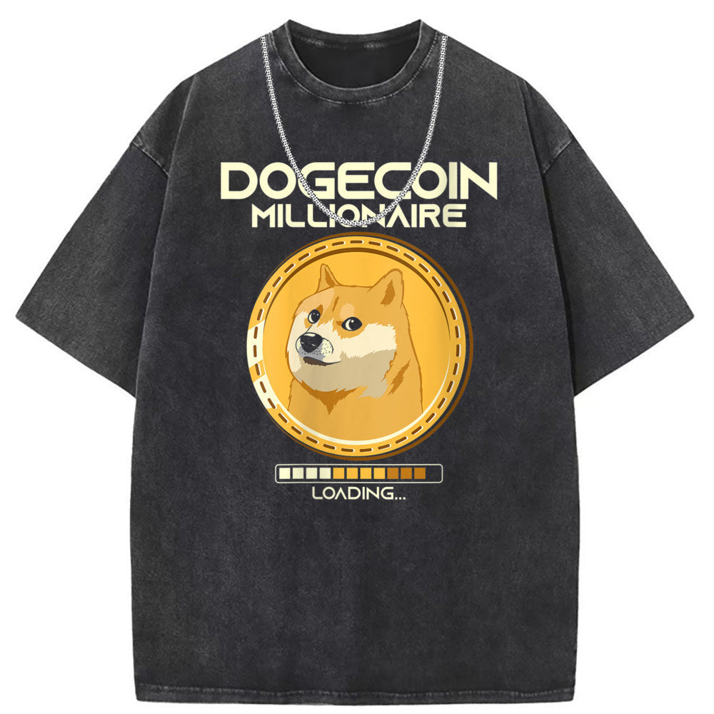 Men T Shirts Washed Old Printed Short Sleeve T-Shirts Loose Casual