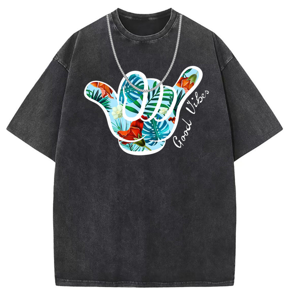 Men T Shirts Washed old punk short-sleeved T-shirt