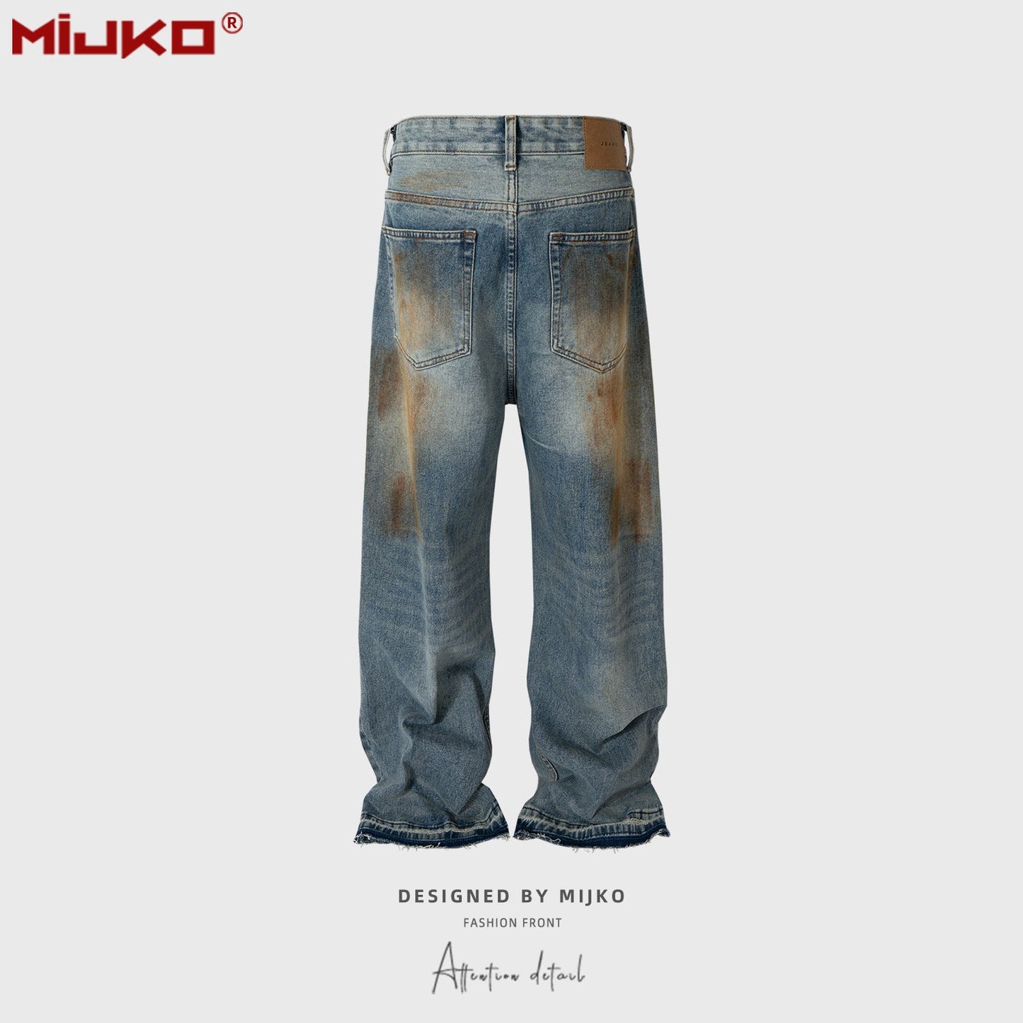 MIJKO Mens Vintage Pants Graffiti Jeans