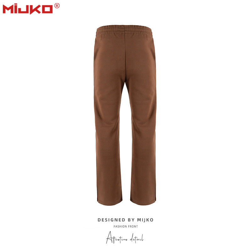 MIJKO Men's Vintage Pants Zip-up Pants Casual Plush Pants
