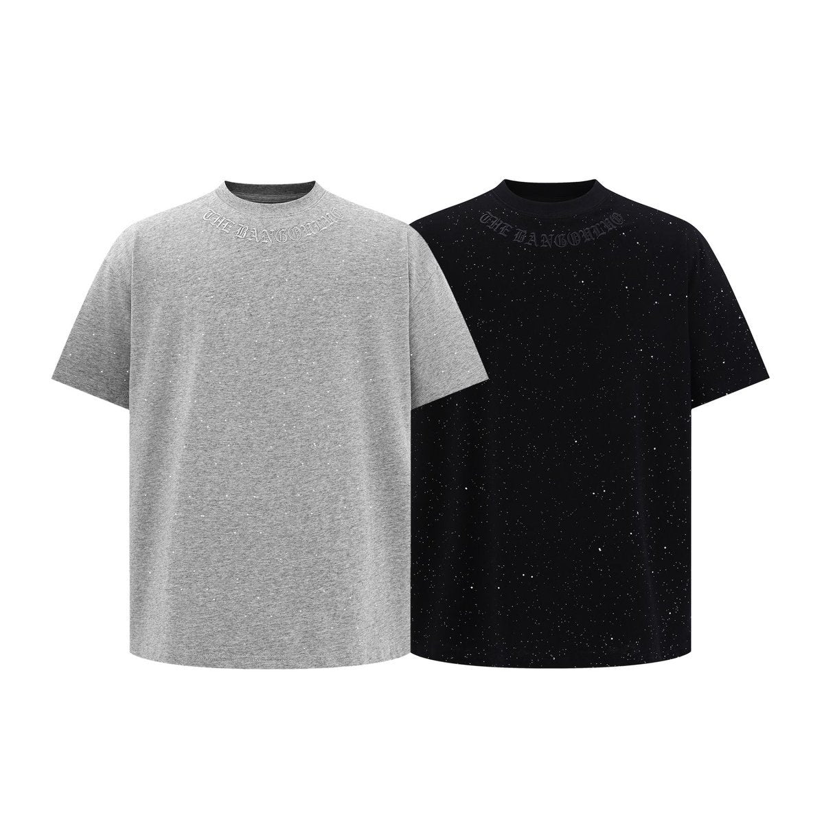 Men t shirts summer glitter deconstructed embroiderloose round neck short sleeves