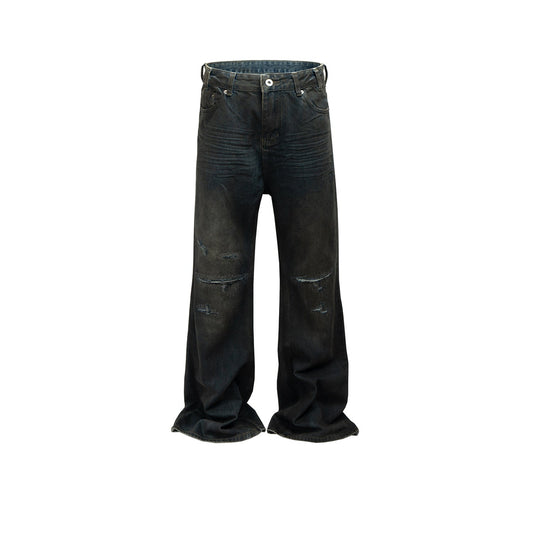 MIJKO Men's Vintage Pants MIJKO Jeans Men's and Women's Lightly Ripped Wide Pants