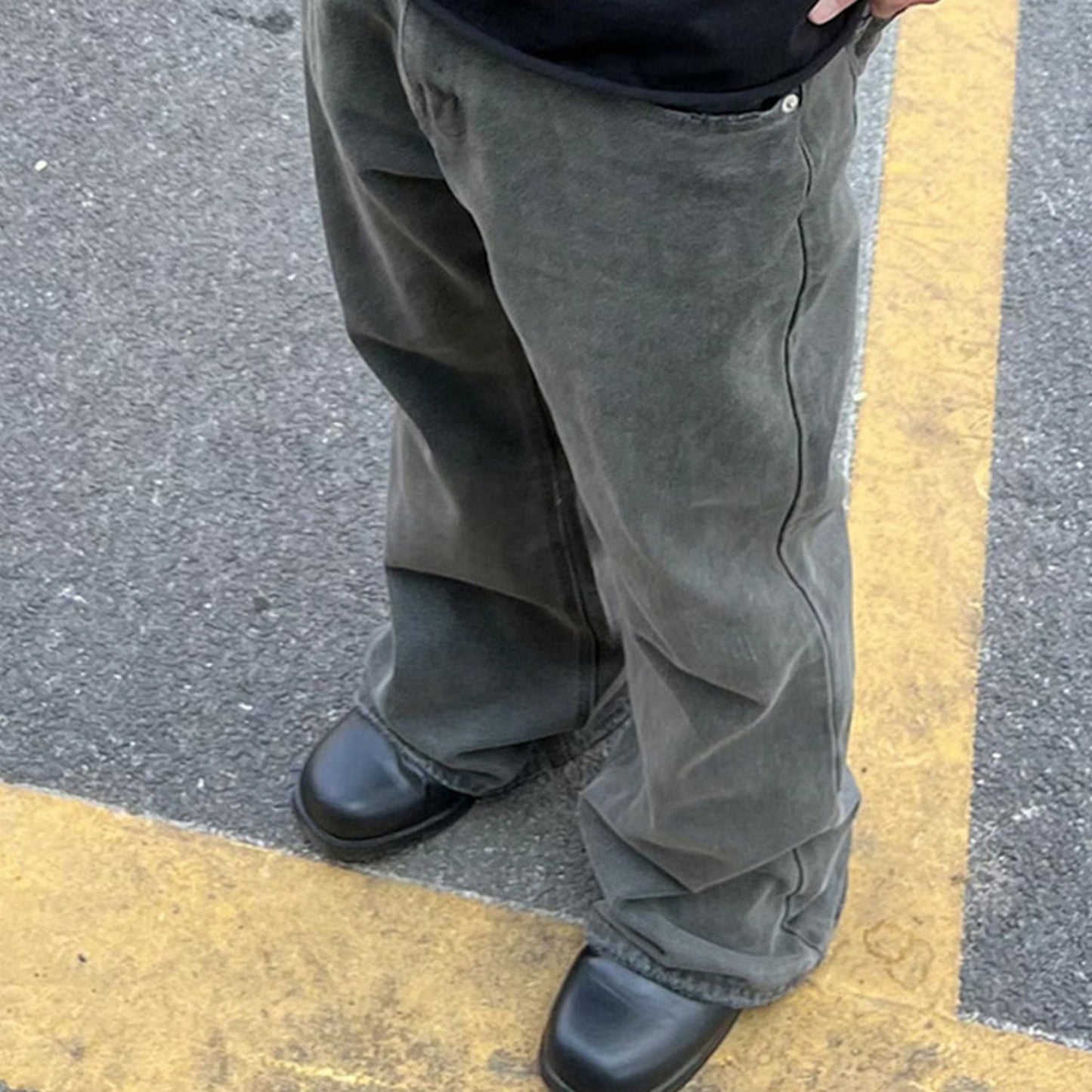 MIJKO Men's Vintage Pants MIJKO Straight Pants Men's and Women's Washed Old Dyed Jeans