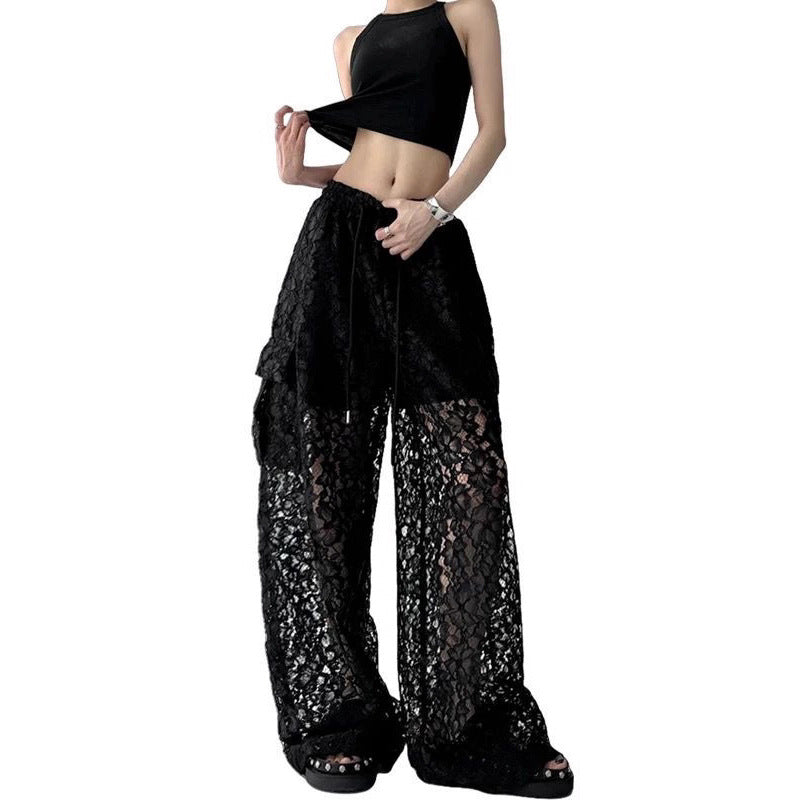 Women casual pant cut outlacesummerhigh waist