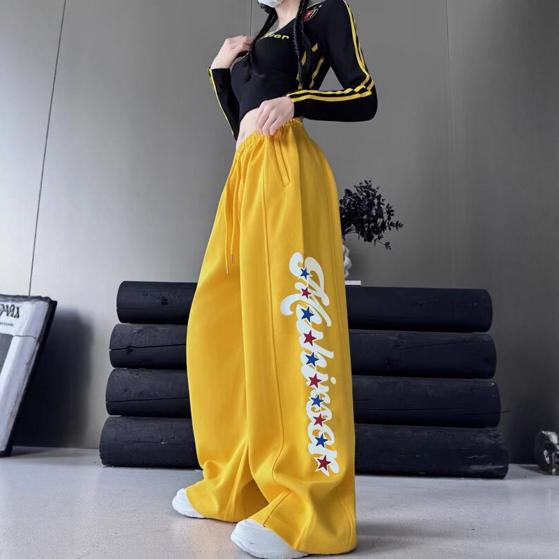 Women casual pant side star printing