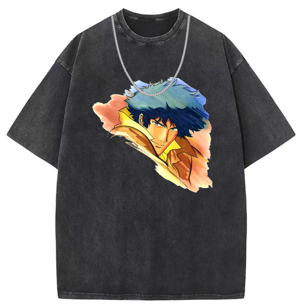 Men T Shirts Short-sleeved T-shirt women washed and old