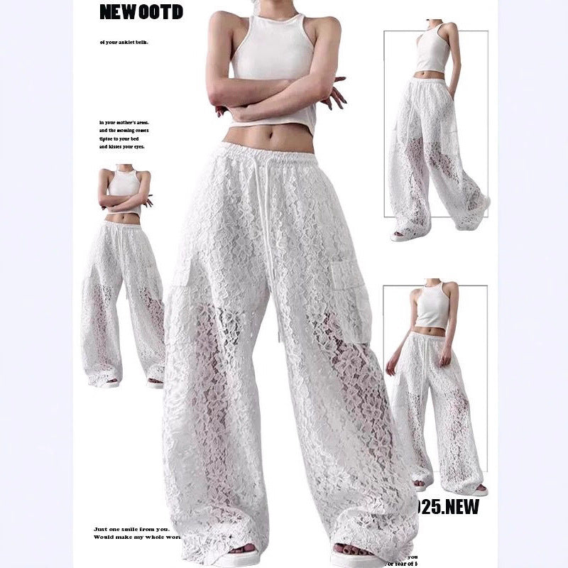 Women casual pant cut outlacesummerhigh waist