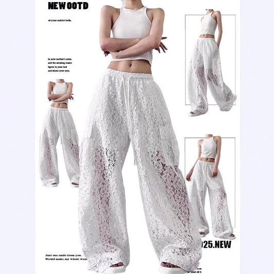 Women casual pant cut outlacesummerhigh waist