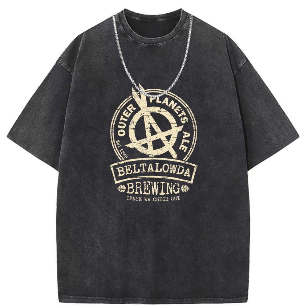 Mens T Shirts Cotton Short Sleeve T-Shirt Batik Washed Old Punk