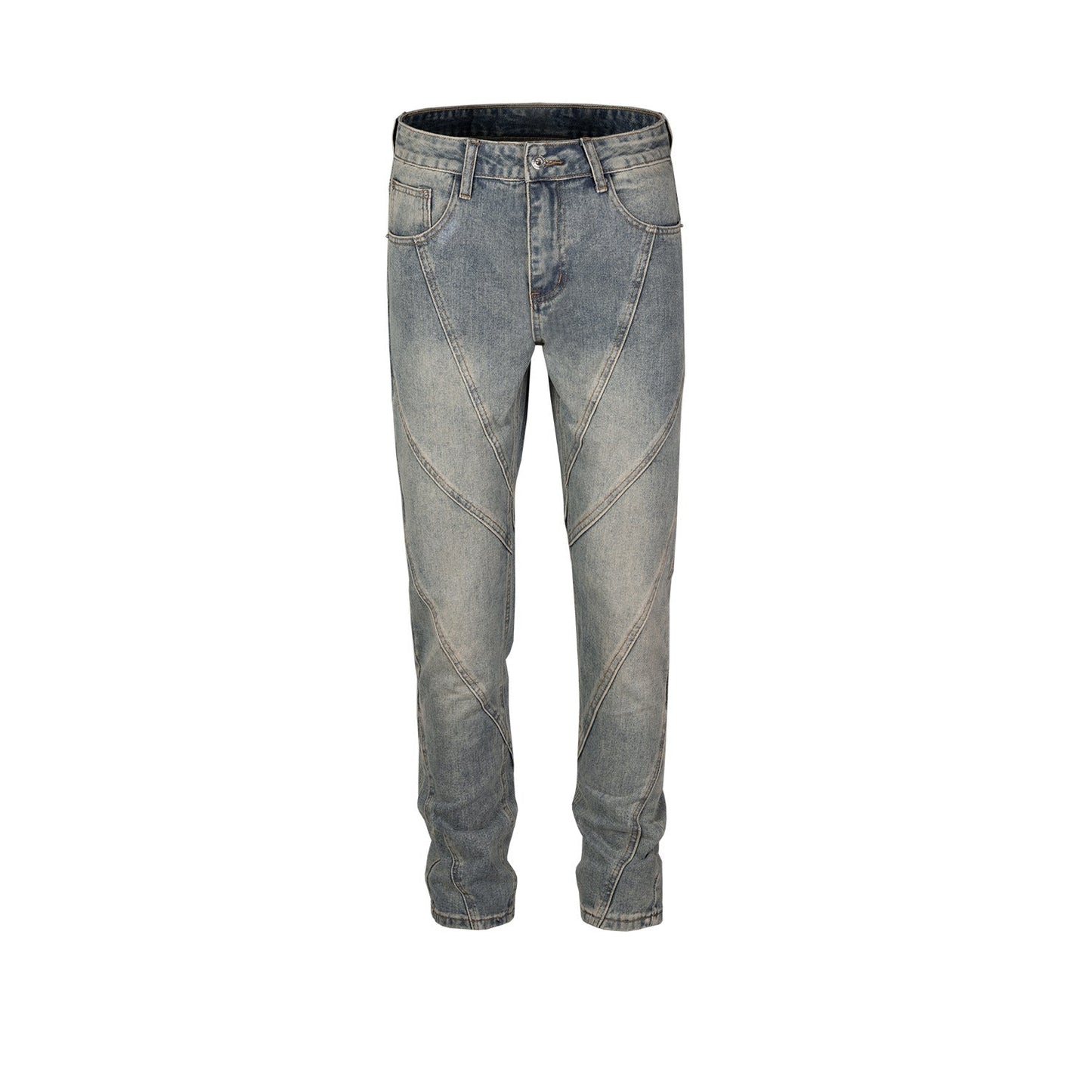 MIJKO Mens Vintage Pants Washed Old Slim-Fit Jeans