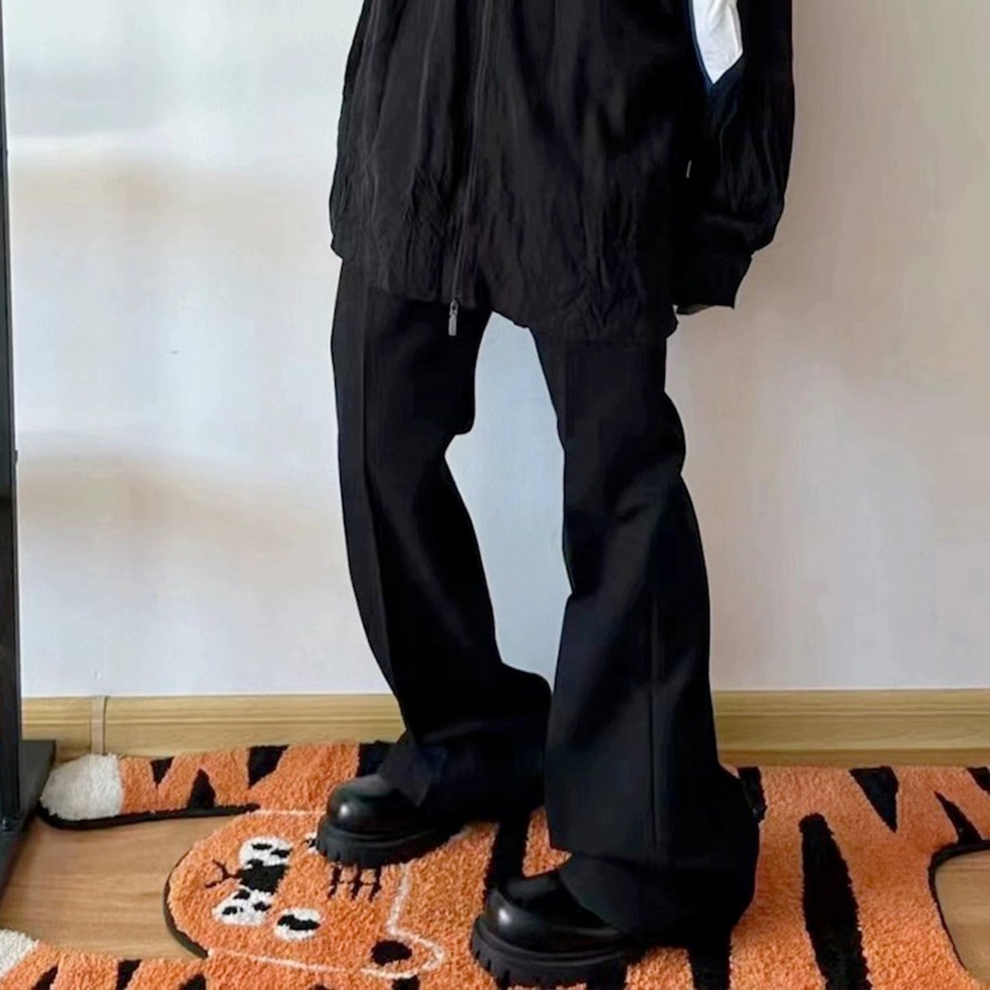 MIJKO Men's Vintage Pants MIJKO micro-pull trousers men's and women's wide-footed casual trousers