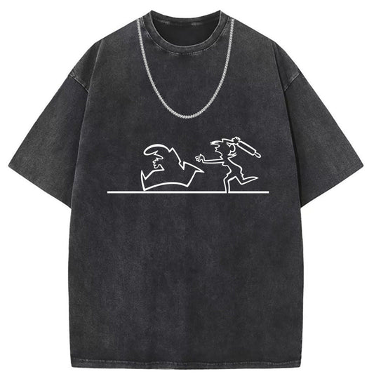 Men T Shirts Short Sleeve T-Shirt Men's Batik Washed Old Punk
