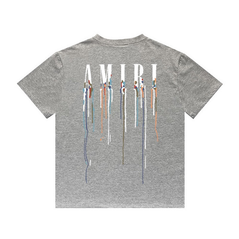 Amiri T Shirt Color Ink Splash Paint Colorful Casual Round Neck