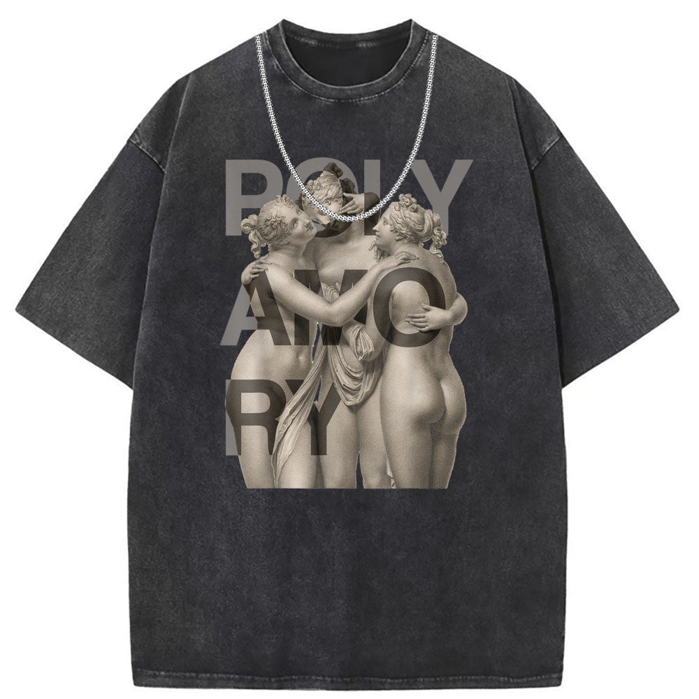 Men T Shirts Short Sleeve T-Shirt Washed Old Punk Loose