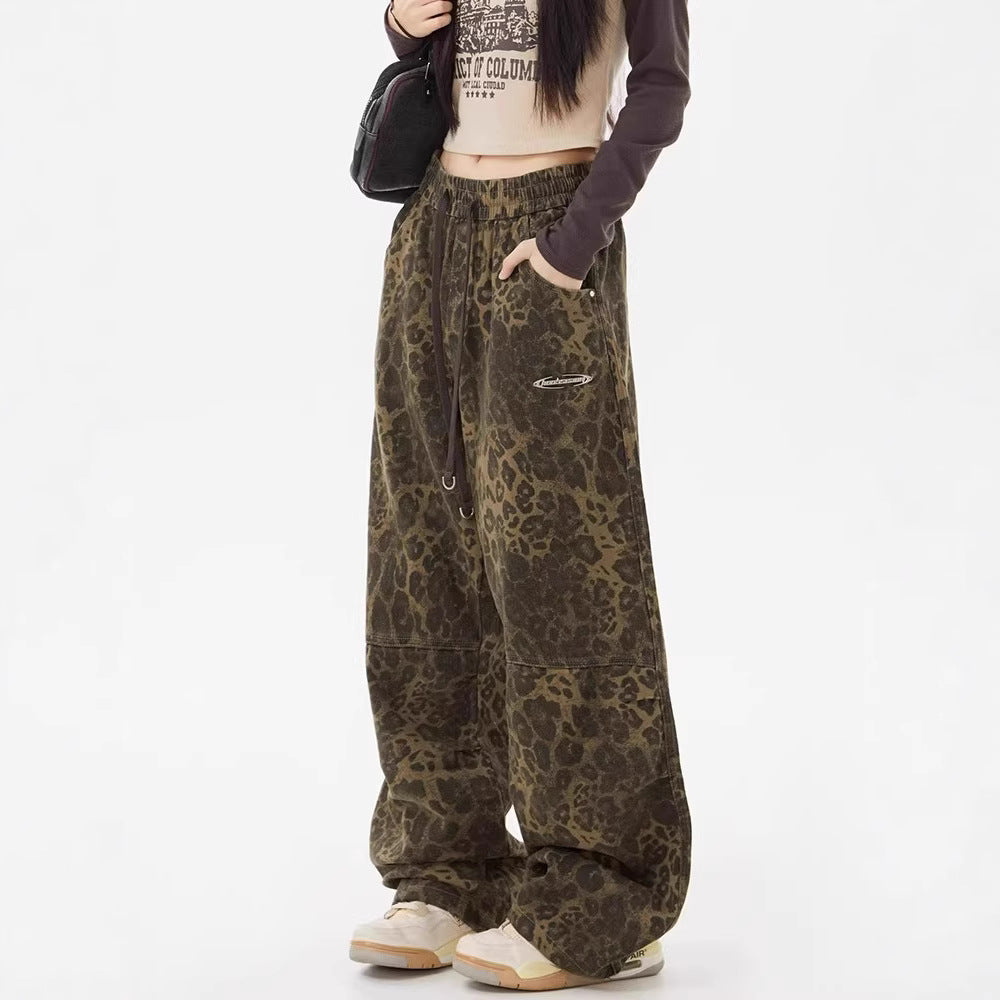 Women casual pants leopard print spring autum