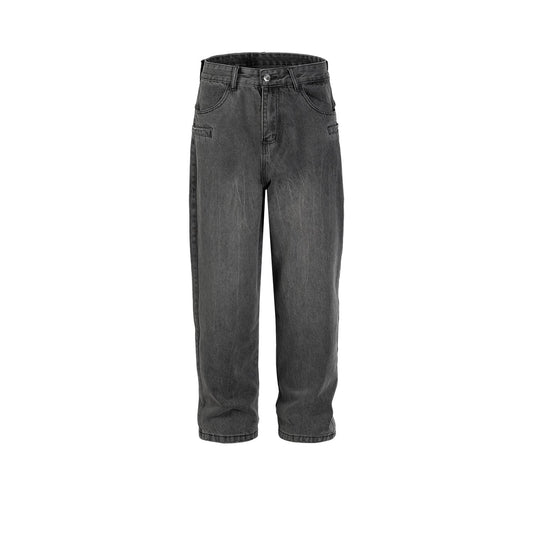 MIJKO Men Vintage Pants MIJKO Washed Old Trousers Straight Tide Street Tide Jeans