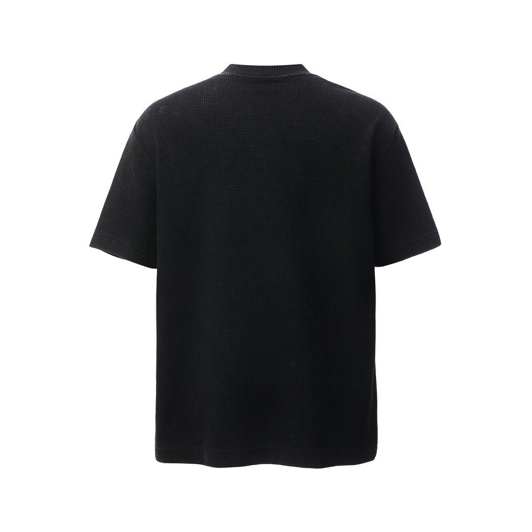 Men t shirts retro waffle grids printing distressedloose short sleeves