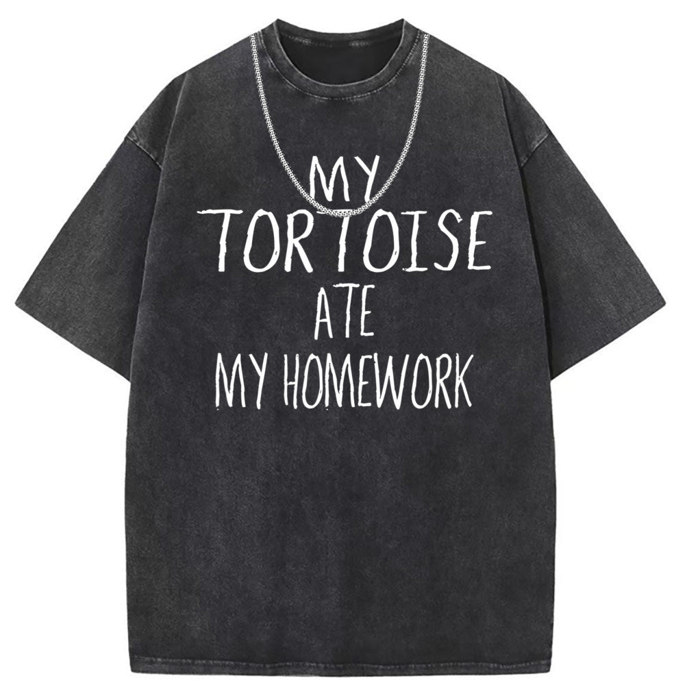Men T Shirts Washed and old printed short-sleeved T-shirt loose and casual