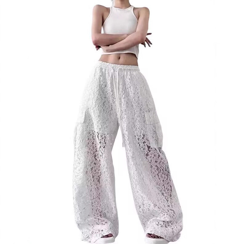 Women casual pant cut outlacesummerhigh waist
