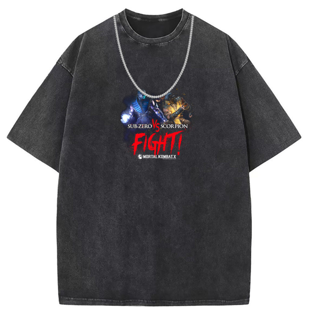 Men T Shirts Short Sleeve T-Shirt Washed Old Punk Loose